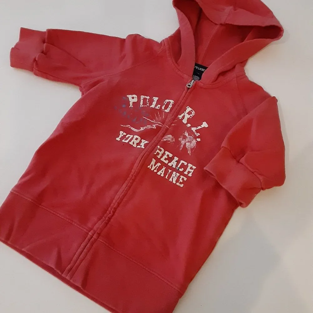 Ralph Lauren red puffed sleeve fashion hoodie - girls sz 8/10